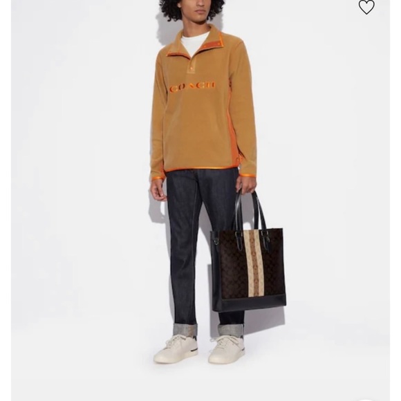 NWT COACH Men’s Signature Web Tall Tote Bag Black & Gray - Picture 12 of 13